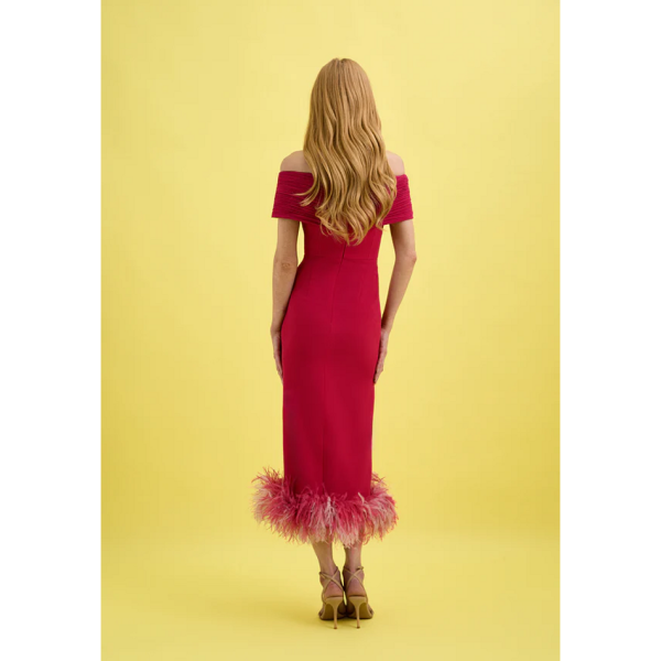 Vestido Midi Hamal Frambuesa para Invitada | Victoria - Imagen 3
