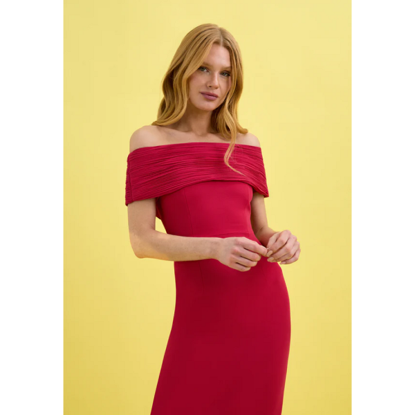 Vestido Midi Hamal Frambuesa para Invitada | Victoria - Imagen 2