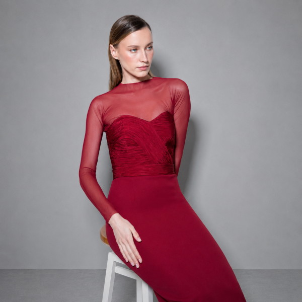 Vestido Midi de Invitada Granate Degar Victoria - Imagen 3