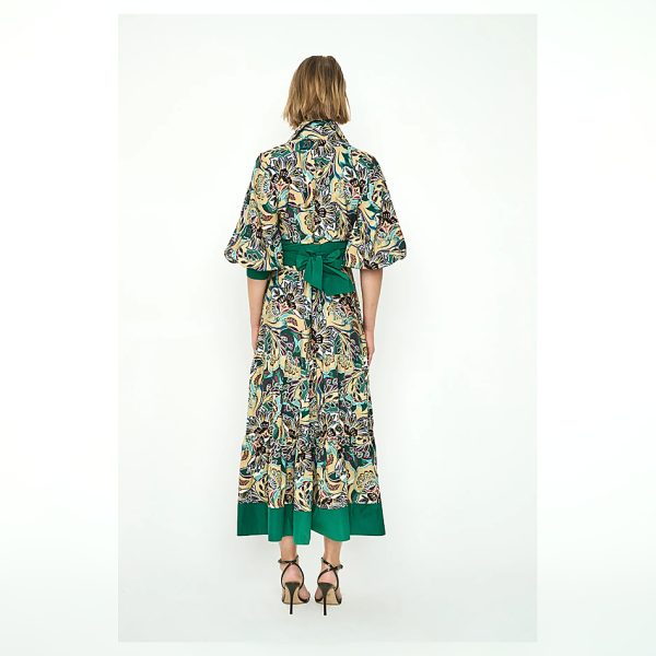 Vestido Midi Camisero Verde Estampado Ve-Giana Panambi - Imagen 2