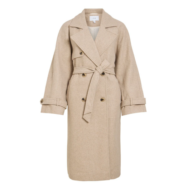 Abrigo Beige de Mujer Largo con Cinturón VILA 14117866