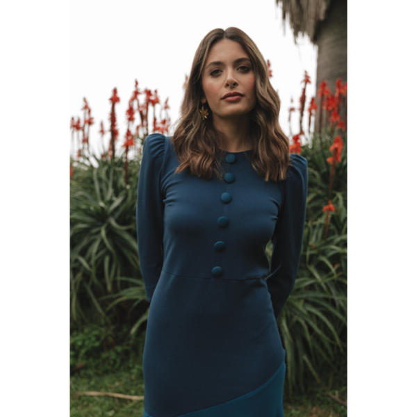 Vestido Midi Azul Petróleo Icíar & Candela 626-209 - Imagen 3
