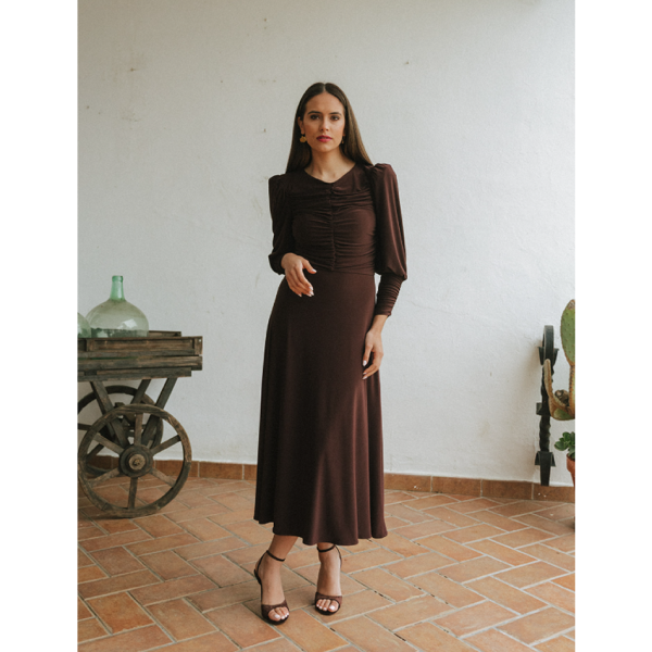 Vestido Midi Marrón Chocolate Icíar & Candela 626-210