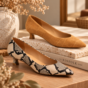 Zapato de Tacón Bajo Dansi 8800A Camel y Serpiente